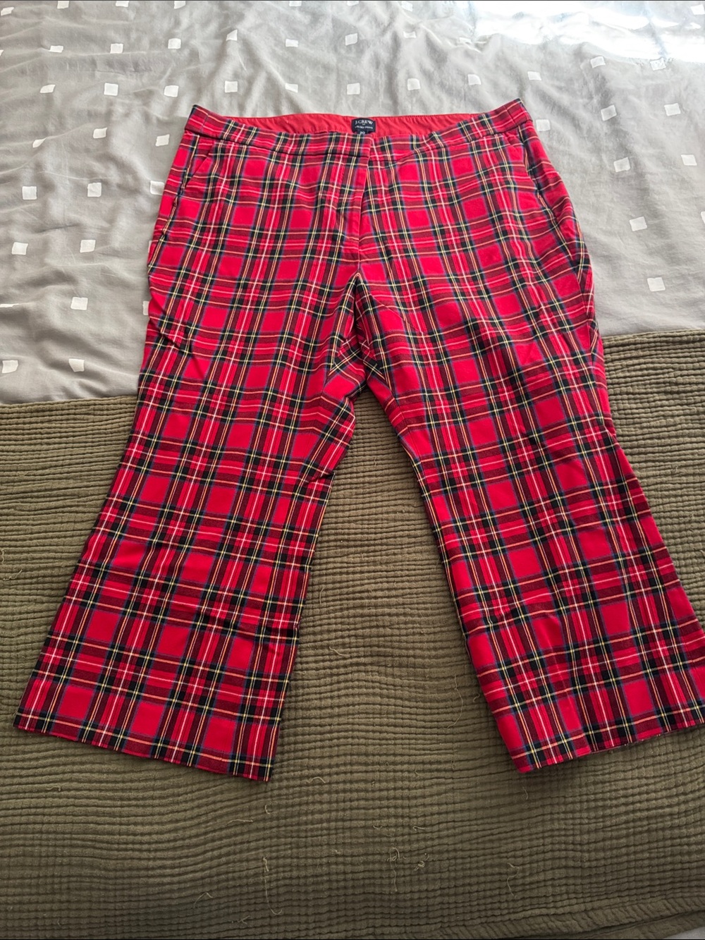 J. Crew Factory Red Plaid Cropped Pants